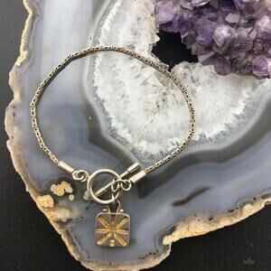 Cynthia Gale Sterling Silver Byzantine Tennis Bracelet With Charm For Womens